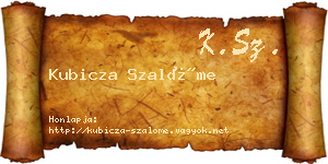 Kubicza Szalóme névjegykártya